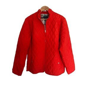 Land's End Women's XL Orange Quilted Coat Mature Fall